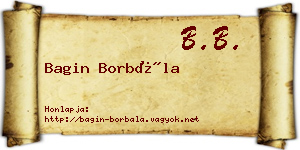 Bagin Borbála névjegykártya